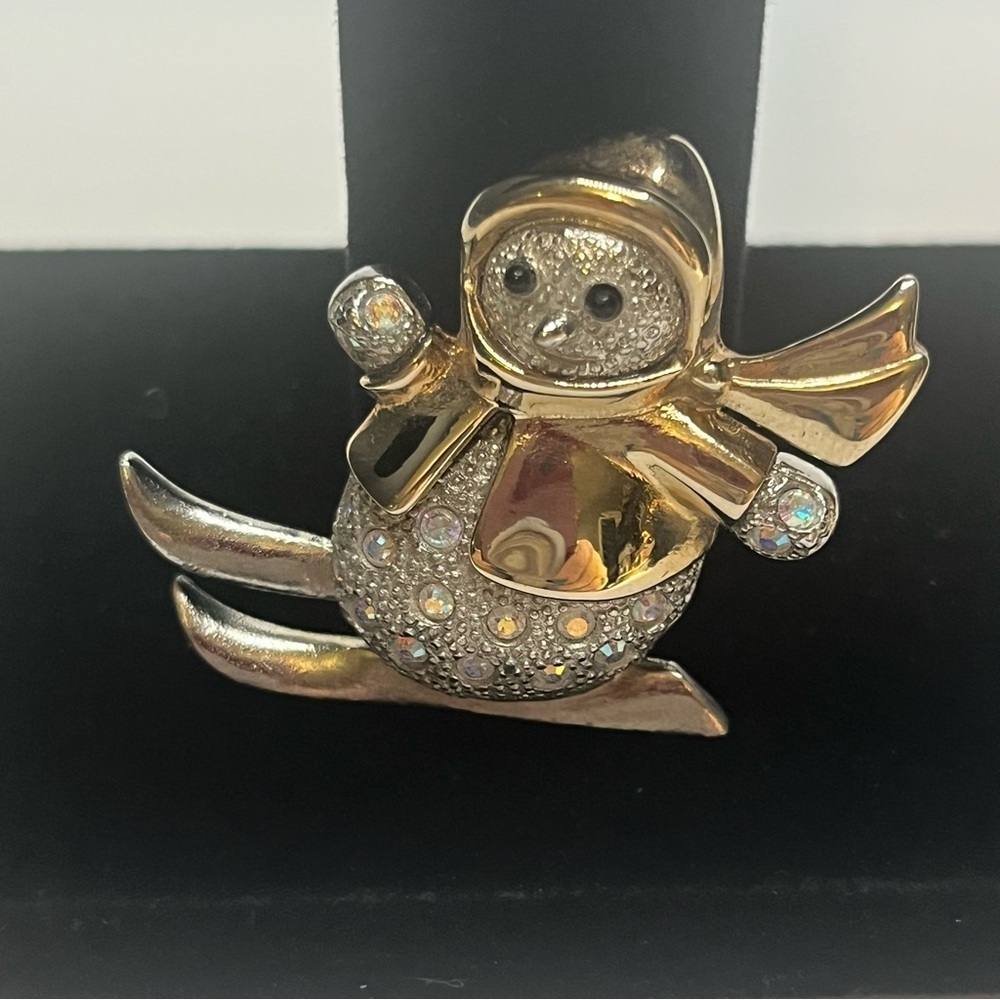 Vintage Gold and Silver Roman Snowman Brooch - Picture 1 of 5
